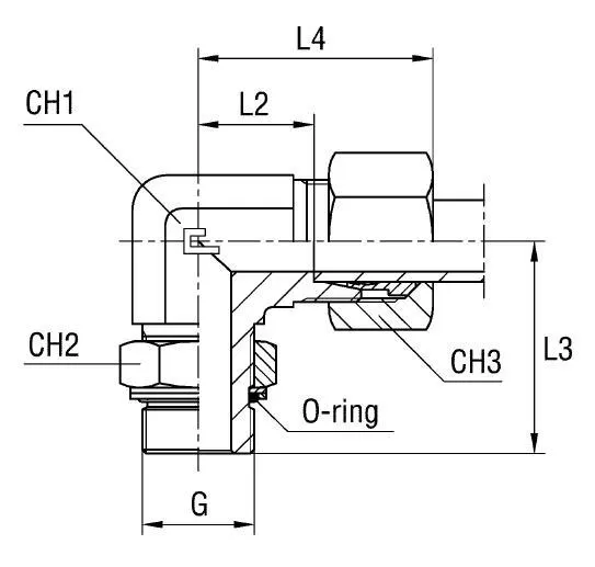 Регулируемый ввертной фитинг 90° DL12 BSP 3/8" тип G